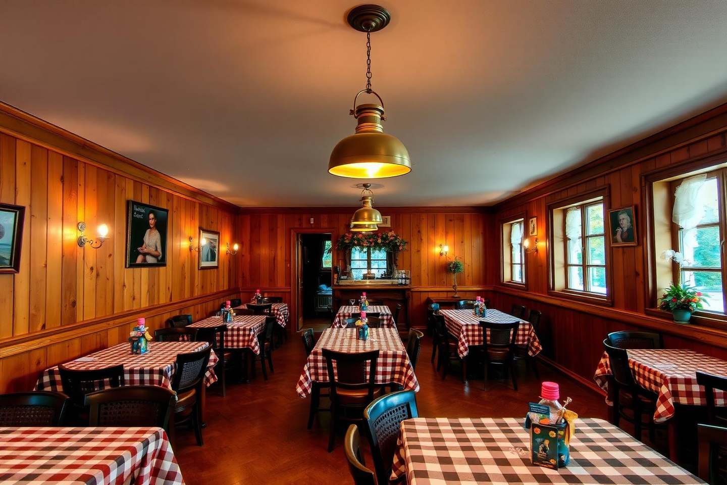 Rustikales Restaurant-Interieur der Spinner-Brücke